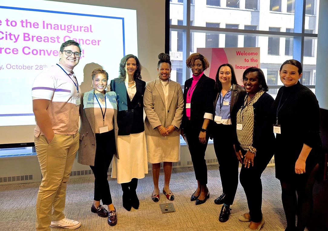 eight people at the launch of the NYC Breast Cancer Task Force 