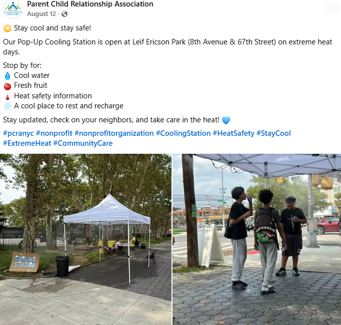 Facebook post of cooling stations